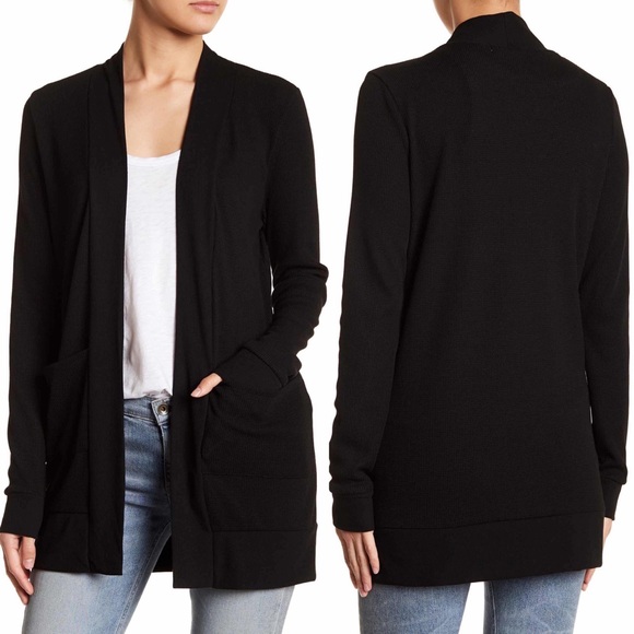 Sweet Romeo Sweaters - Sweet Romeo Thermal Pocket Long Cardigan Sweater